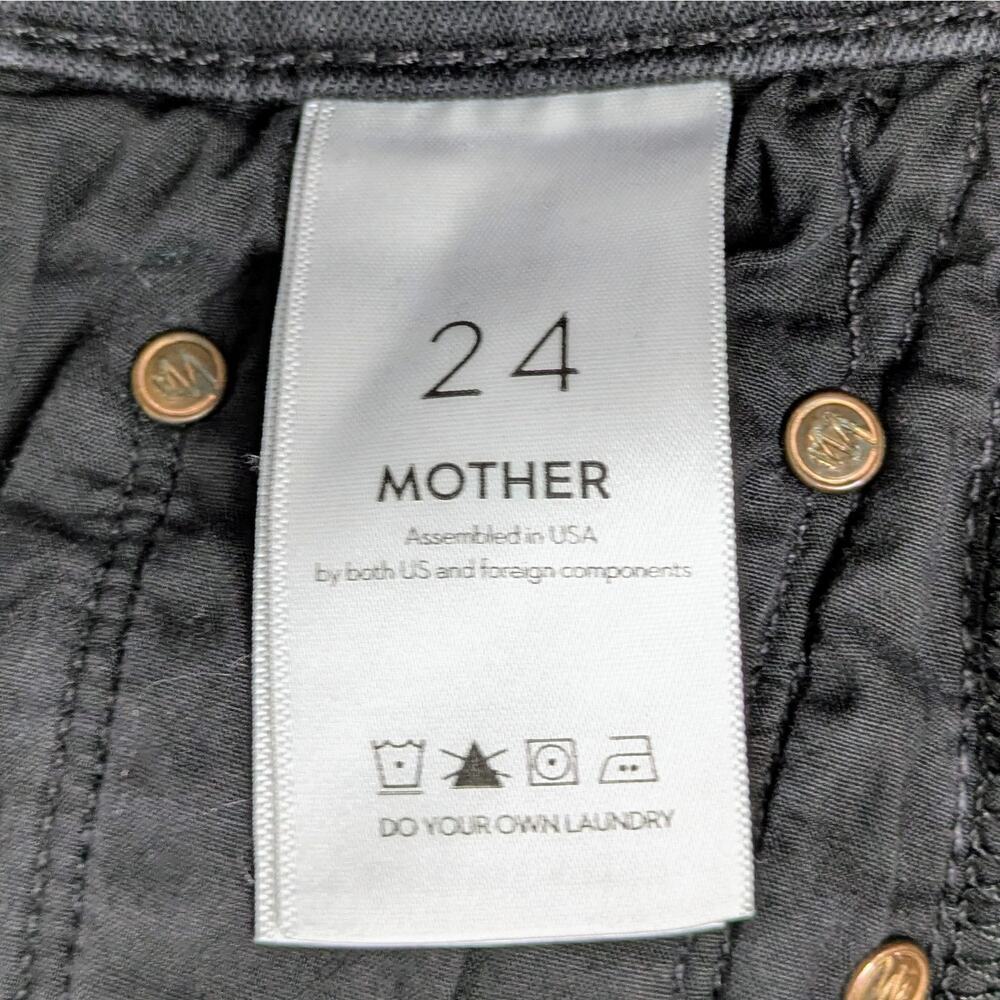 MOTHER Insider Crop Step Fray Jeans 24 Runs Small Black Gray Ankle Crop 11" W - Picture 3 of 11